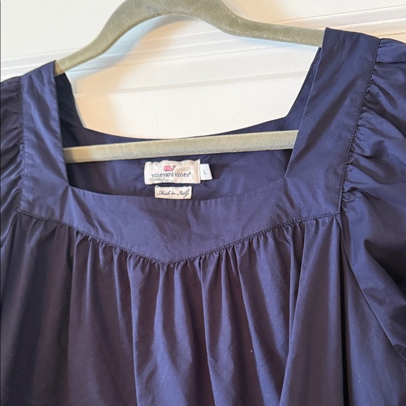 Vineyard Vines Ric Rac Navy Blue Women's Top with Bell Sleeves - Picture 4 of 6